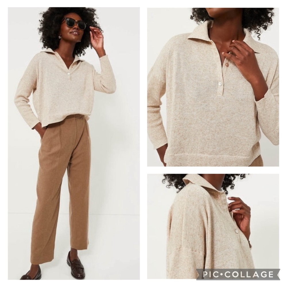 TUCKERNUCK Tan Clayton Long Sleeve Knit Polo M/L